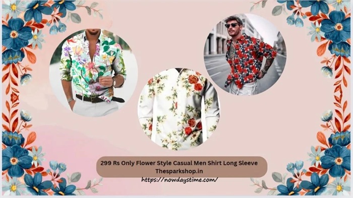 299 Rs Only Flower Style Casual Men Shirt Long Sleeve TheSparkShop.in: A Fashion Staple